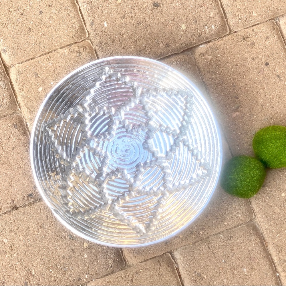 Polished Pewter Basket Bowl